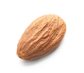 Tasty almond nut on white background