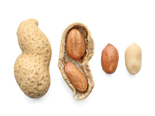 Tasty peanuts on white background