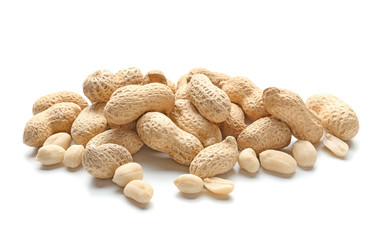 Tasty peanuts on white background