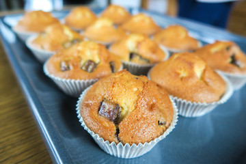 sweet muffins with chocolate