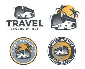 Set of tourist bus logo, emblems and badges isolated on white background. © dmaryashin