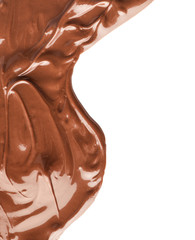 Tasty melted chocolate on white background