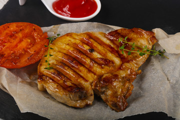Grilled pork steak