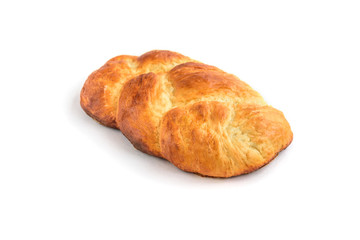 Fresh loaf of sweet bread isolated on white background.