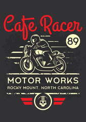 Classic cafe racer motorcycle for printing with grunge texture. T-shirt printing design. Retro motorcycle poster.