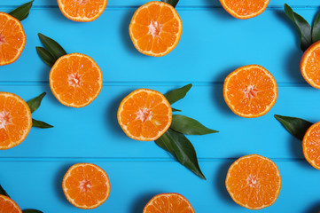 Orange on wooden background.