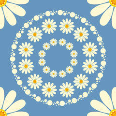 Chamomiles seamless pattern 02. Vector geometric seamless pattern with camomile ornament.