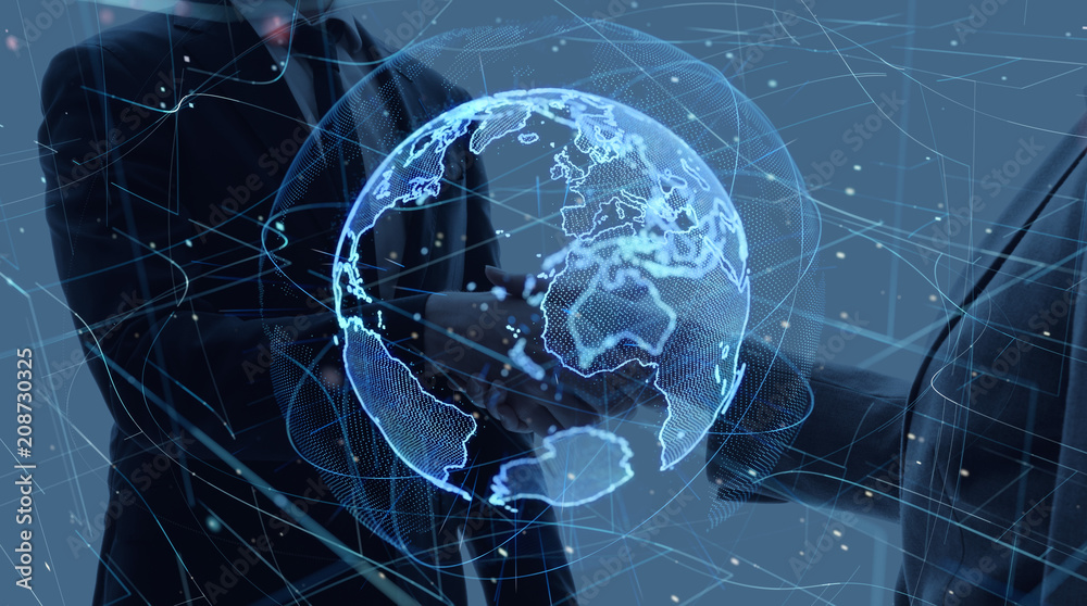 Poster global netwrok concept. business partnership.