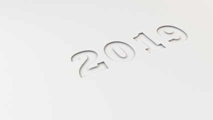 2019 number cut in white paper