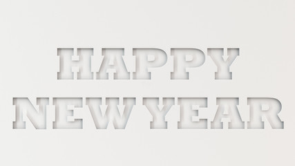 Happy New Year words cut in white paper