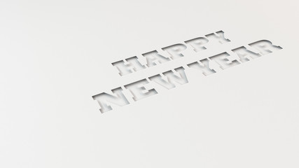 Fototapeta premium Happy New Year words cut in white paper