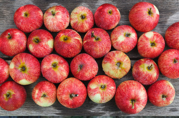 Sweet fresh ripe red apple harvest background