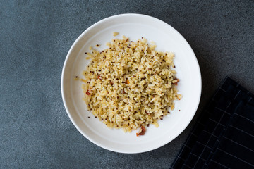 Cooked  Bulgur Rice with Quinoa in Plate Ready to Eat. / Bulghur for Pilav or Pilaf