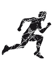 risse kratzer stempel alt sport rennen sprinten schnell ausdauer training joggen laufen mann walken wettrennen fitness cool
