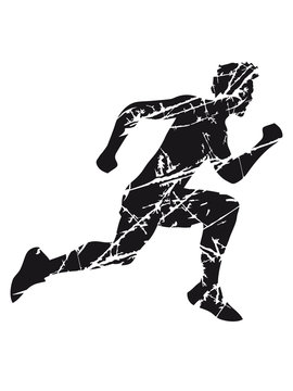 risse kratzer stempel alt sport rennen sprinten schnell ausdauer training joggen laufen mann walken wettrennen fitness cool