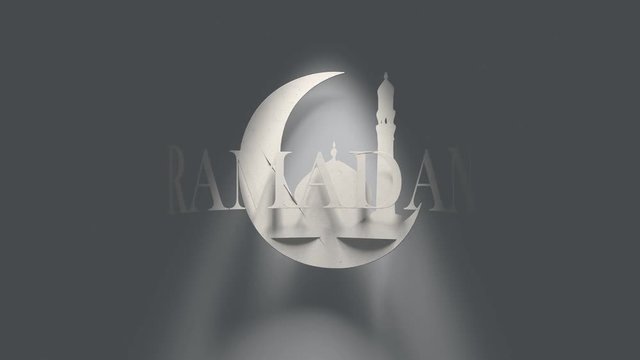Ramadan Kareem Islamic holy month Eid greeting Quran to Muhammad 3D title render