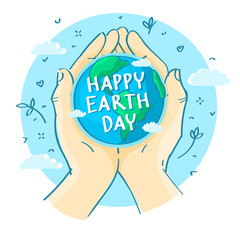 Human hands holding Earth, save earth concept.
