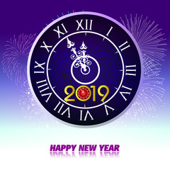 Firework displayed for Happy New year 2019 and holidays concept