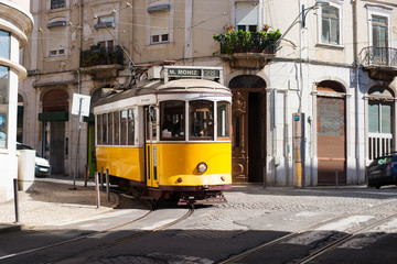 Naklejka na ściany i meble Tram in Lisbon Portugal