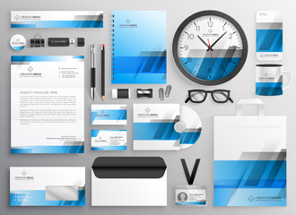 professional blue business stationery items set