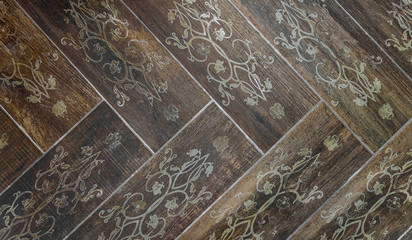 Interior or exterior vintage bathroom or kitchen square ceramic tiles.