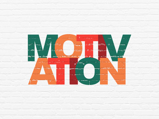 Business concept: Painted multicolor text Motivation on White Brick wall background