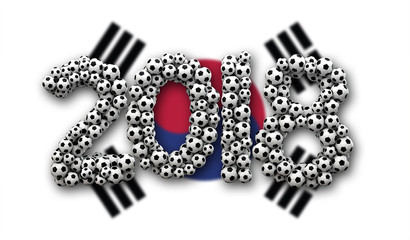 2018 South Korea flag football background. 3D Rendering