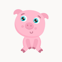 Cute pig vector illustration. Flat design.