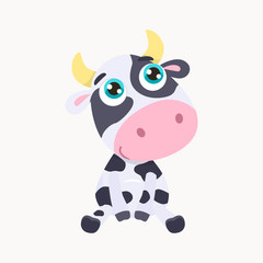 Cute cow vector illustration.