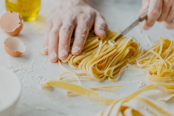 Chef making traditional italian homemade pasta
