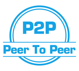 P2P - Peer To Peer Blue Circular Badge Style 