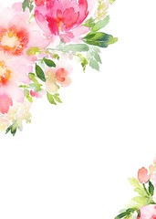 Naklejka premium Greeting card with watercolor flowers handmade.