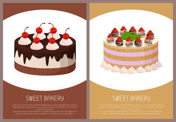 Cakes Variety Page Online Shop Vector Illustration