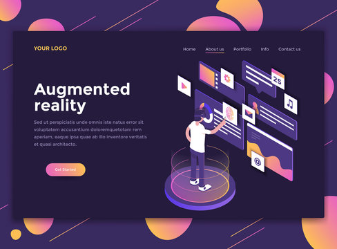 Flat Modern design of website template - Augmented reality