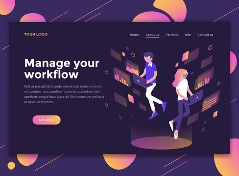 Flat Modern design of website template - Manage your workflow