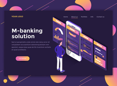 Flat Modern design of website template - M-banking