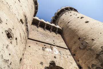 Ancient medieval architecure, monument, tower,torres de Quart, city center of Valencia.Spain.