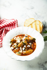 Seafood stew with mussels, tomatoes and Feta cheese