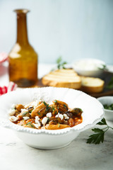 Seafood stew with mussels, tomatoes and Feta cheese