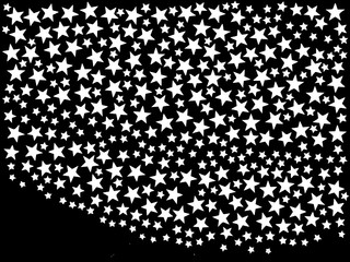 Sky background with a five-pointed star in a black and white colors