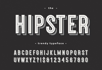 Hipster trendy typeface bold 3d style. Cool font. Alphabet modern typography for party poster, t shirt, promotion, label, special offer. Vector Illustration 10 eps