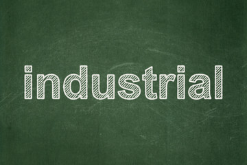 Obraz premium Manufacuring concept: text Industrial on Green chalkboard background
