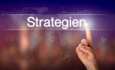 A businessman pressing a Strategy 