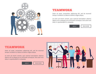 Teamwork Web Page Design Vector Illustration