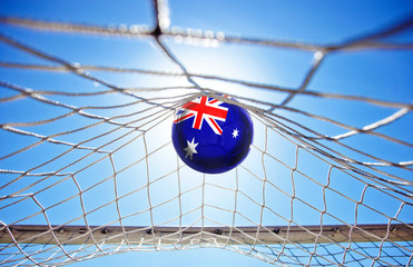Fussball mit australischer Flagge