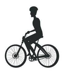 Person Riding Bike in Cap, Sport Biking Transport