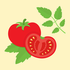 Tomato cartoon vector illustration in flat style