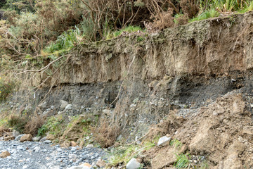 Naklejka na ściany i meble Sediment Layers In Riverside, Erosion Showing Layers 