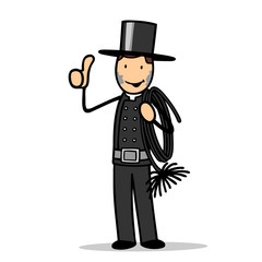 Schornsteinfeger macht die Daumen hoch