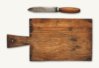 Wooden cutting board isolated on white background